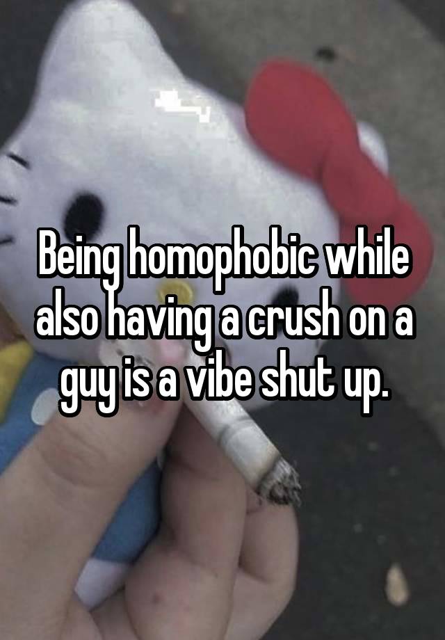 Being homophobic while also having a crush on a guy is a vibe shut up.