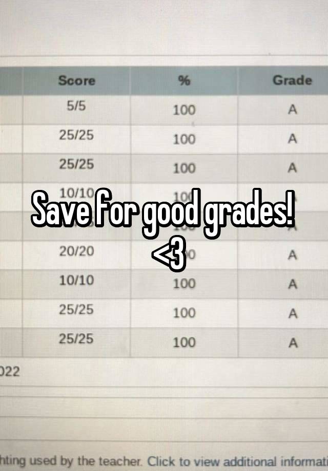 Save for good grades! 
 <3