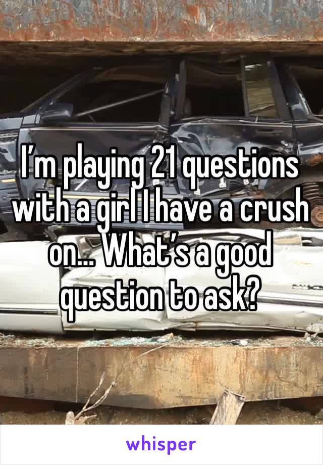 I’m playing 21 questions with a girl I have a crush on… What’s a good question to ask?