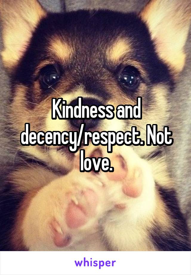 Kindness and decency/respect. Not love.