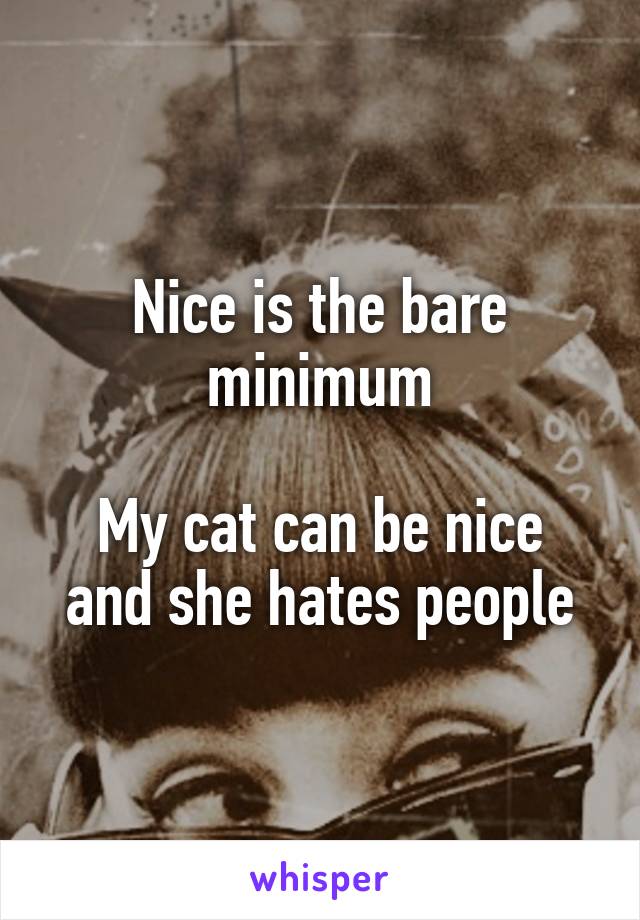 Nice is the bare minimum

My cat can be nice and she hates people