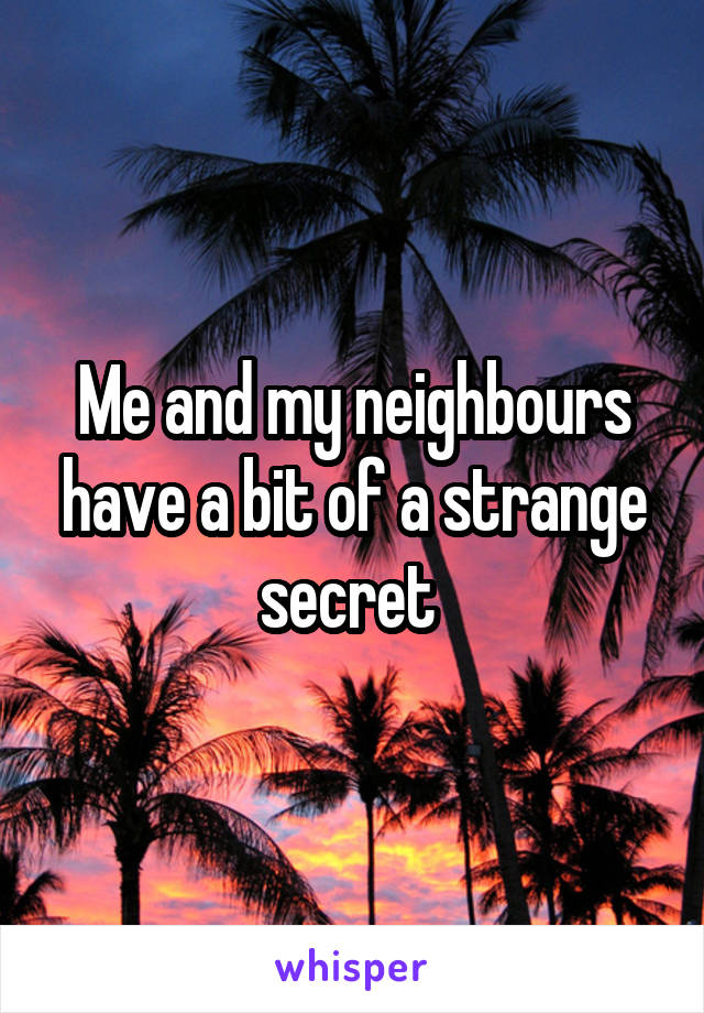 Me and my neighbours have a bit of a strange secret 