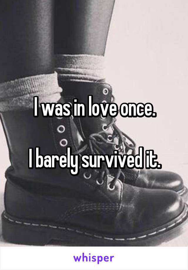 I was in love once.

I barely survived it.