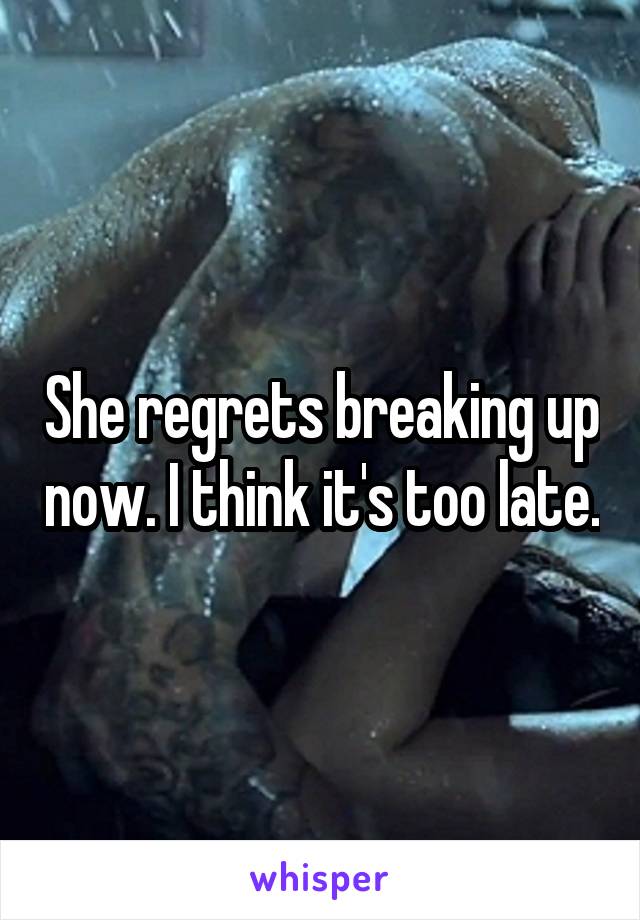 She regrets breaking up now. I think it's too late.