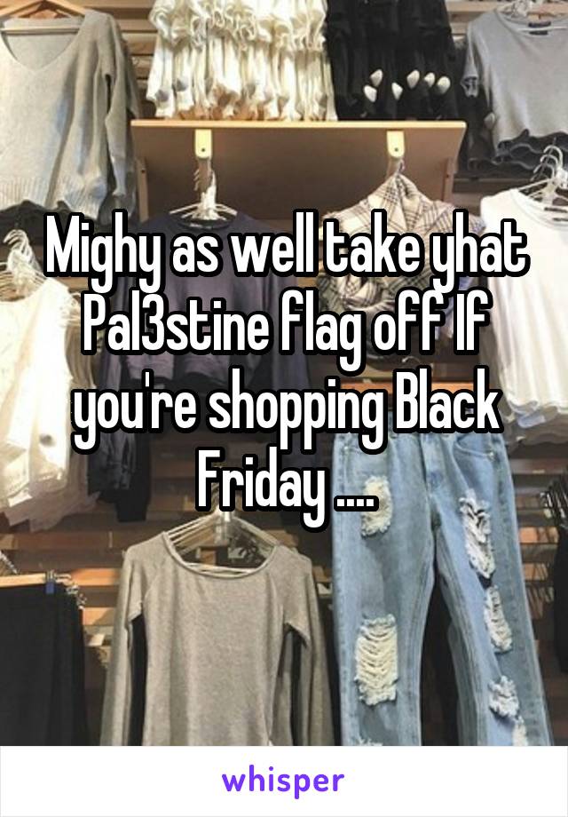 Mighy as well take yhat Pal3stine flag off If you're shopping Black Friday ....
