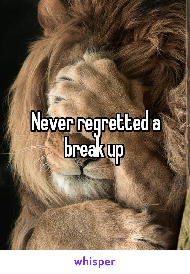 Never regretted a break up 