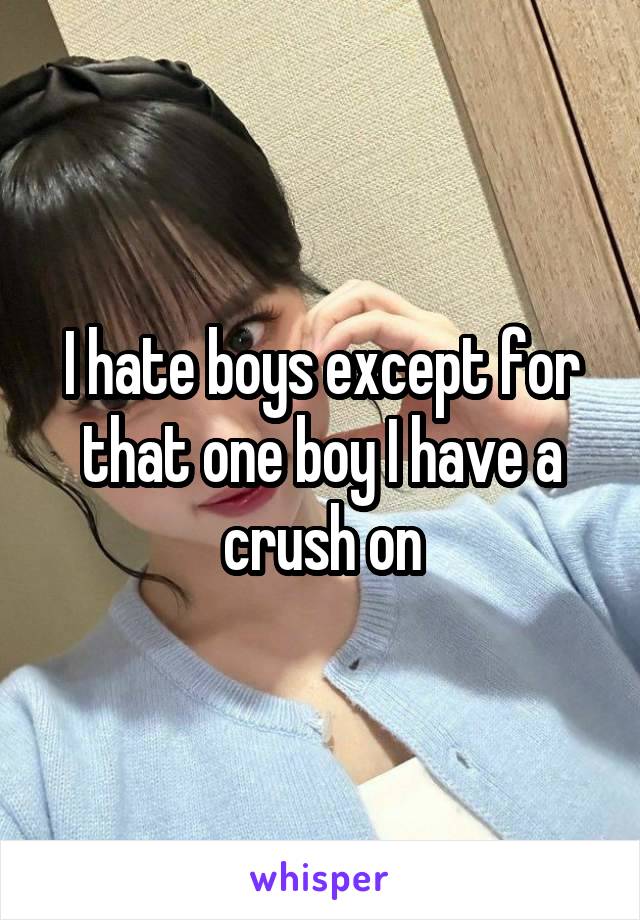 I hate boys except for that one boy I have a crush on