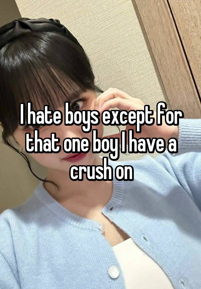 I hate boys except for that one boy I have a crush on