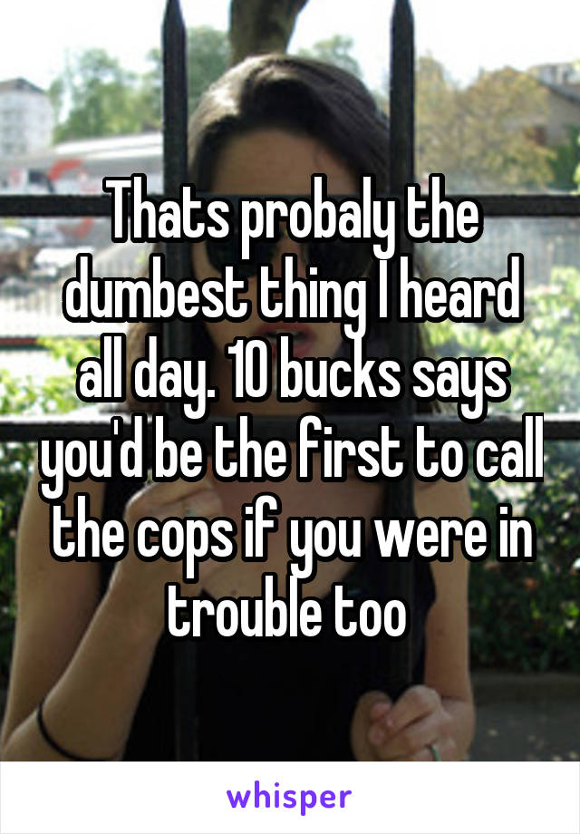 Thats probaly the dumbest thing I heard all day. 10 bucks says you'd be the first to call the cops if you were in trouble too 
