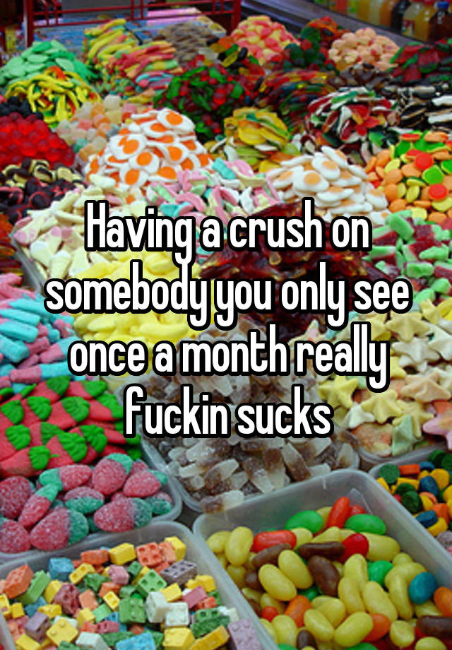 Having a crush on somebody you only see once a month really fuckin sucks