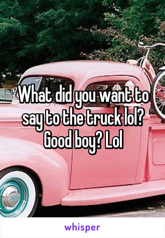 What did you want to say to the truck lol? Good boy? Lol