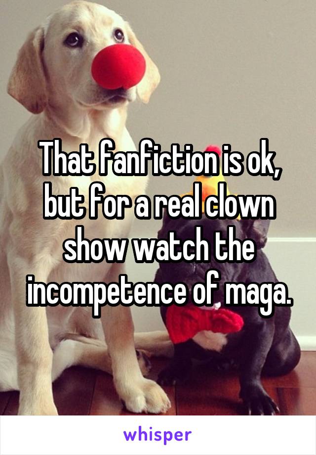 That fanfiction is ok, but for a real clown show watch the incompetence of maga.