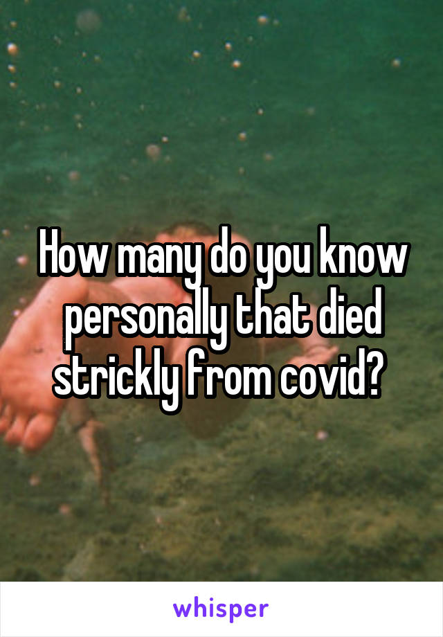 How many do you know personally that died strickly from covid? 