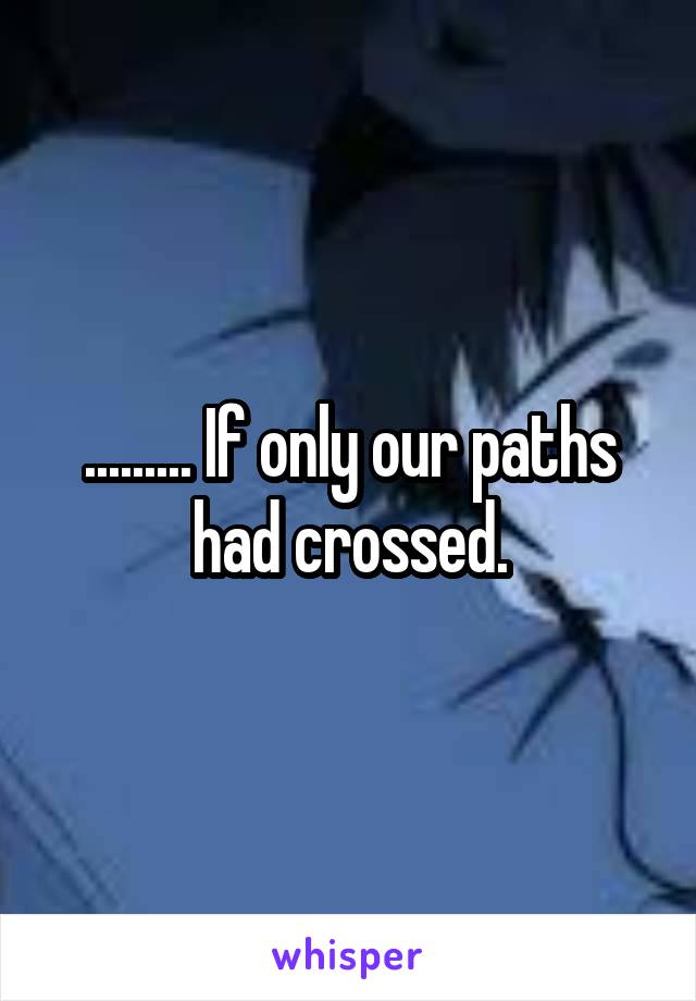 ......... If only our paths had crossed.