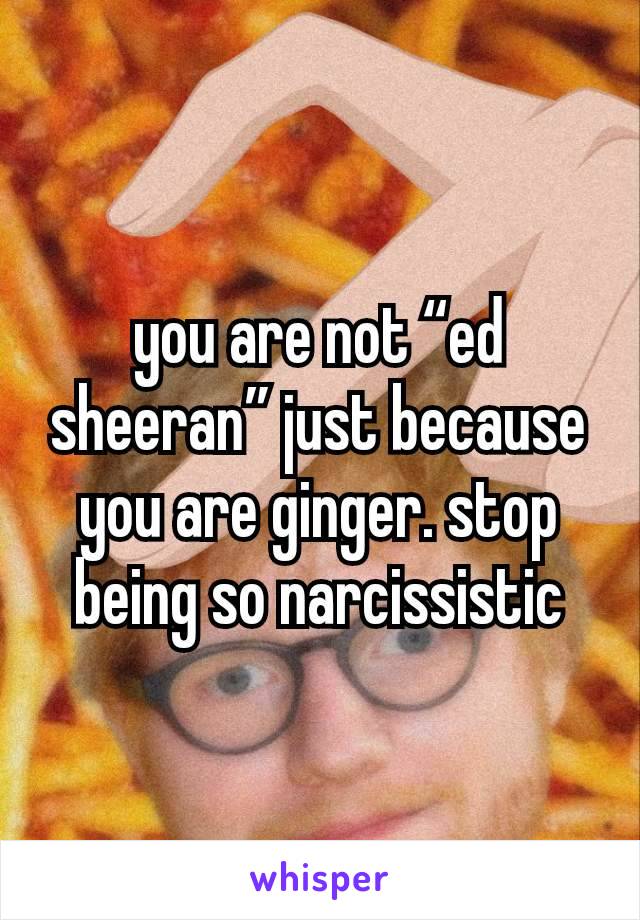 you are not “ed sheeran” just because you are ginger. stop being so narcissistic