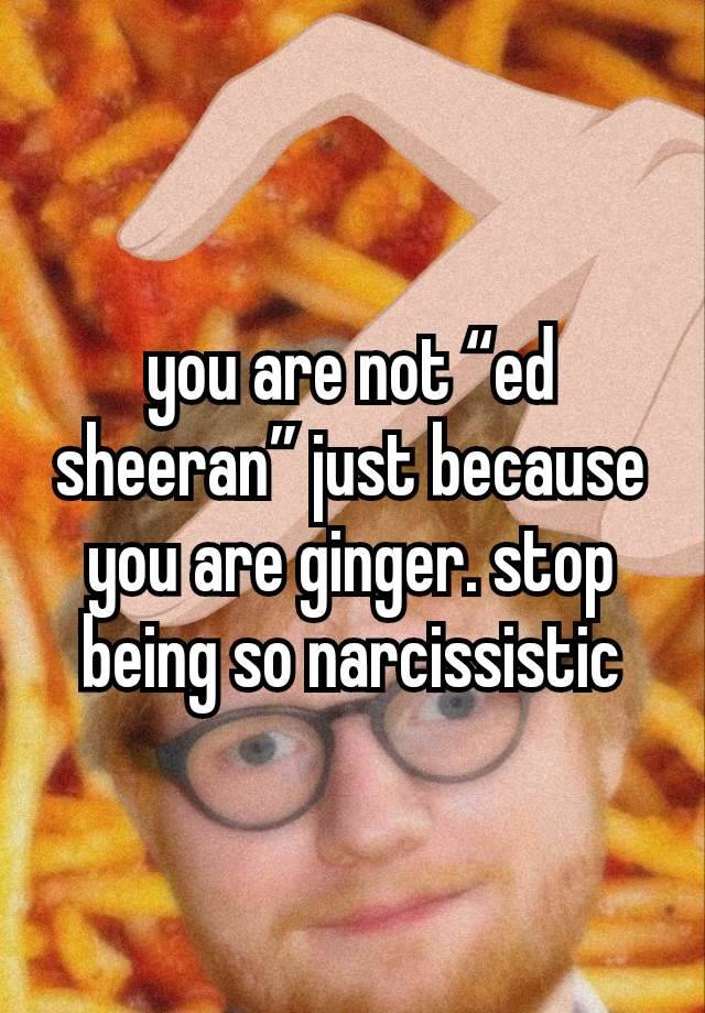 you are not “ed sheeran” just because you are ginger. stop being so narcissistic