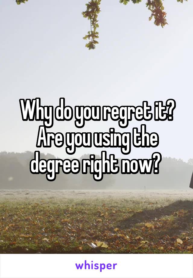 Why do you regret it? Are you using the degree right now? 