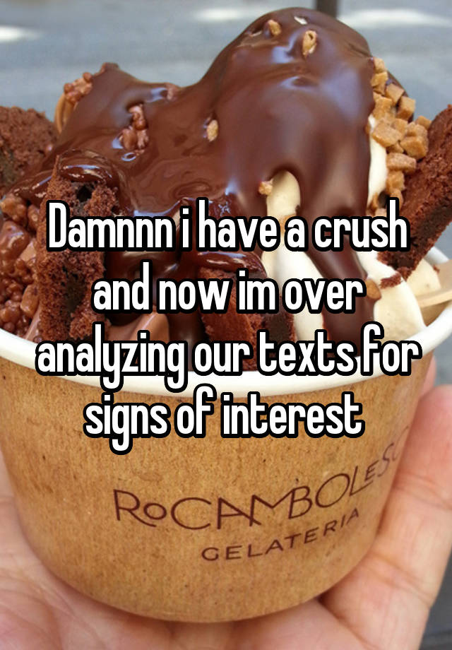 Damnnn i have a crush and now im over analyzing our texts for signs of interest 