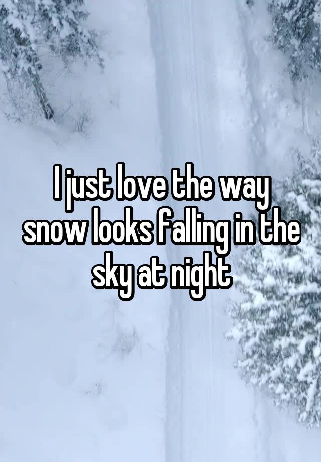 I just love the way snow looks falling in the sky at night