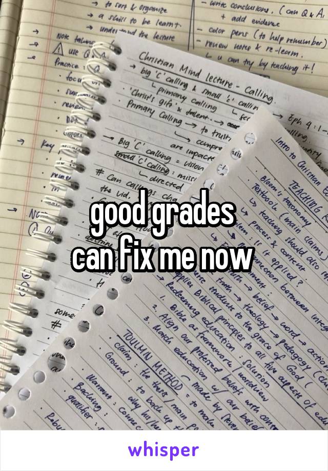 good grades 
can fix me now 