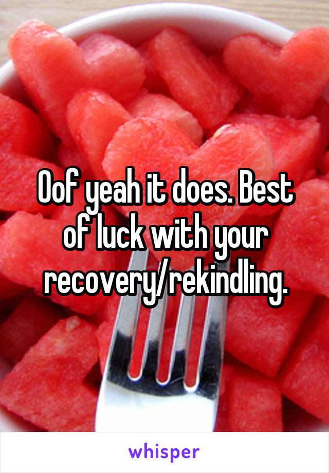 Oof yeah it does. Best of luck with your recovery/rekindling.