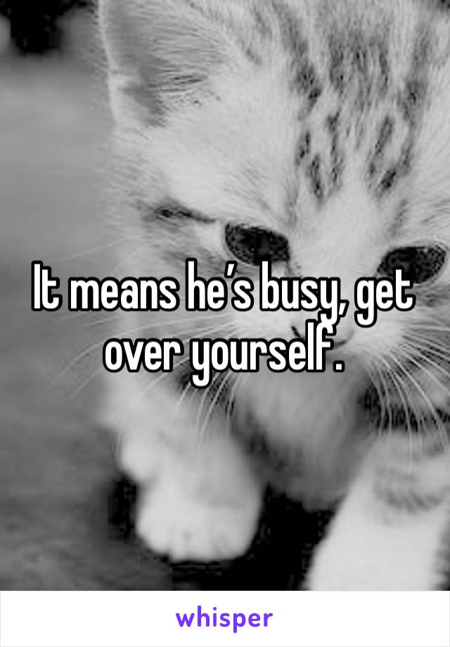 It means he’s busy, get over yourself. 