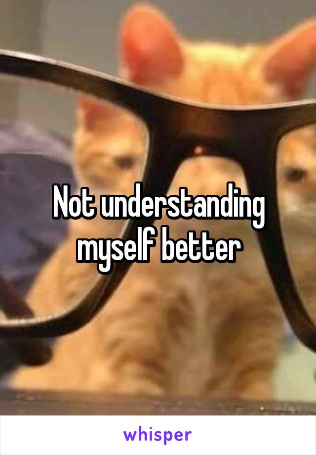 Not understanding myself better