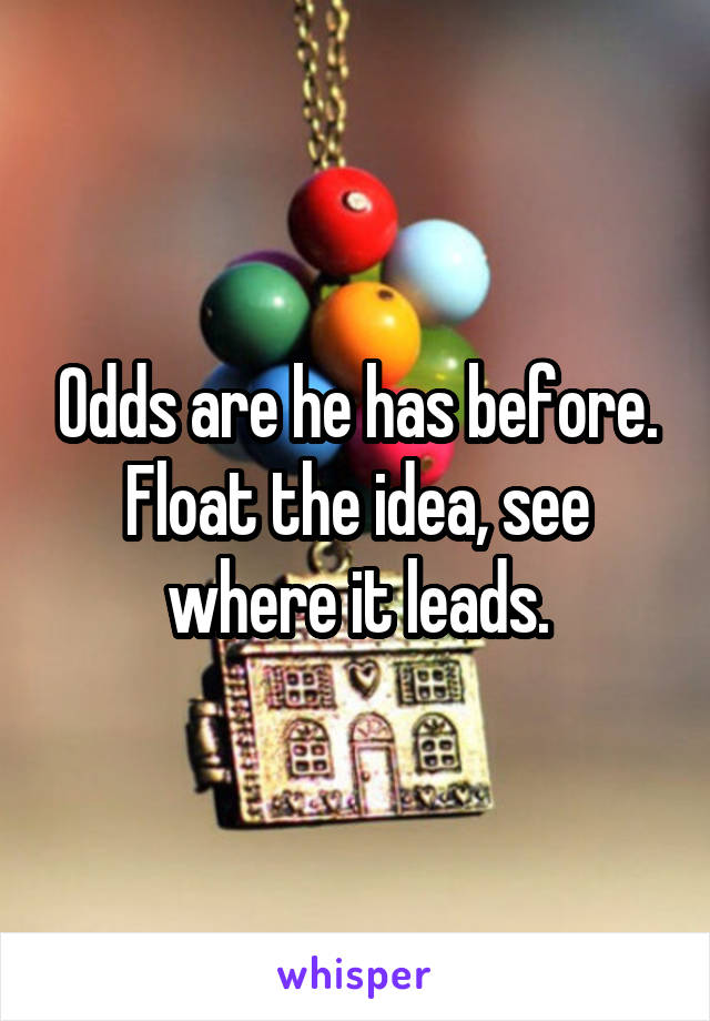 Odds are he has before.
Float the idea, see where it leads.