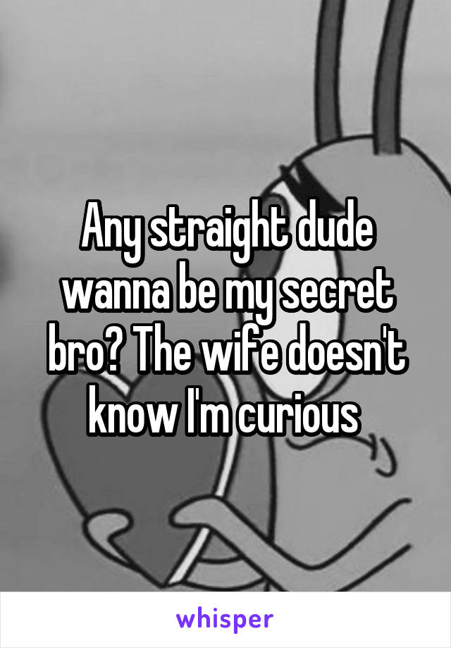 Any straight dude wanna be my secret bro? The wife doesn't know I'm curious 