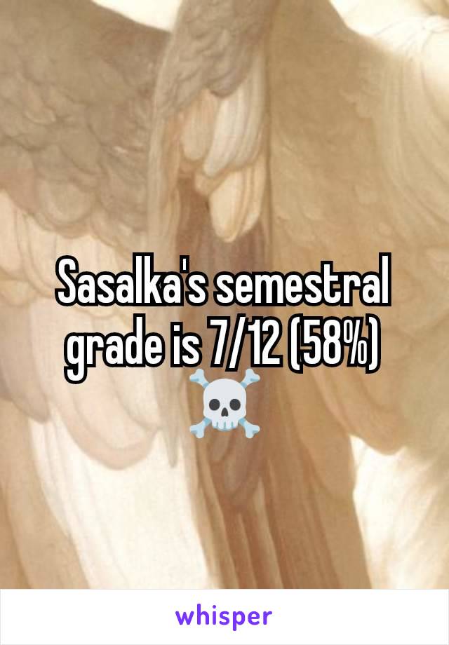 Sasalka's semestral grade is 7/12 (58%) ☠️


