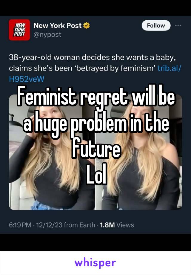 Feminist regret will be a huge problem in the future
Lol