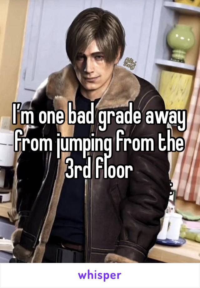 I’m one bad grade away from jumping from the 3rd floor