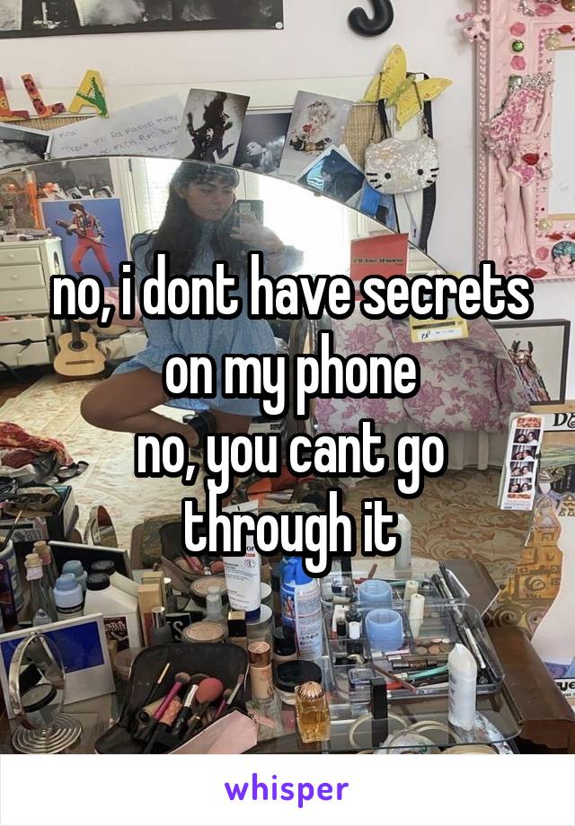 no, i dont have secrets on my phone
no, you cant go through it