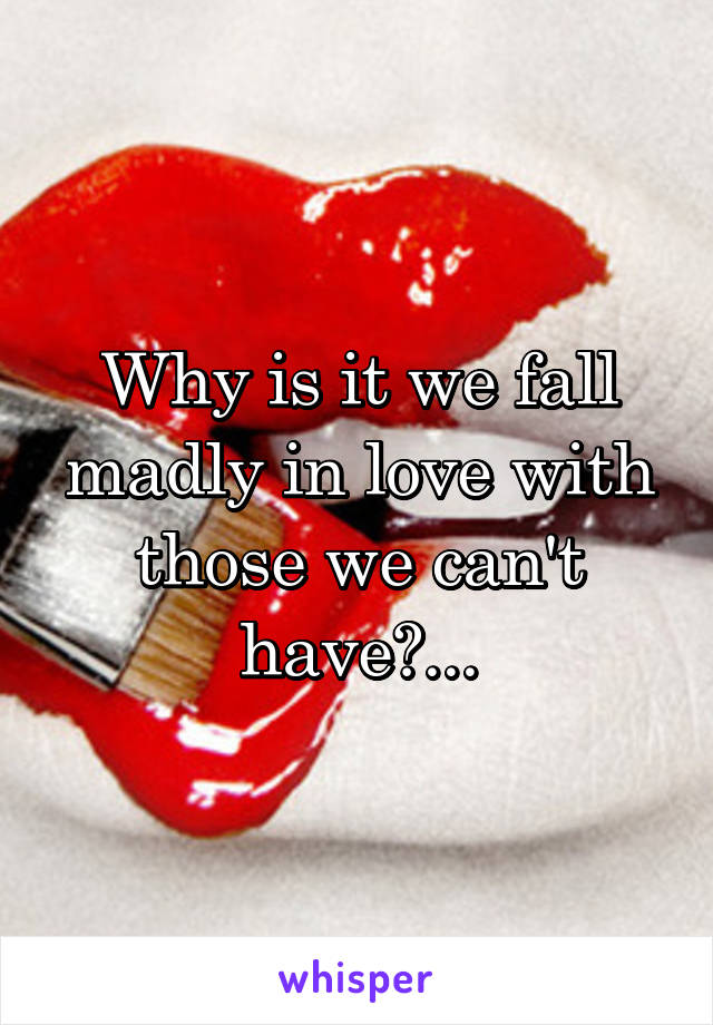 Why is it we fall madly in love with those we can't have?...