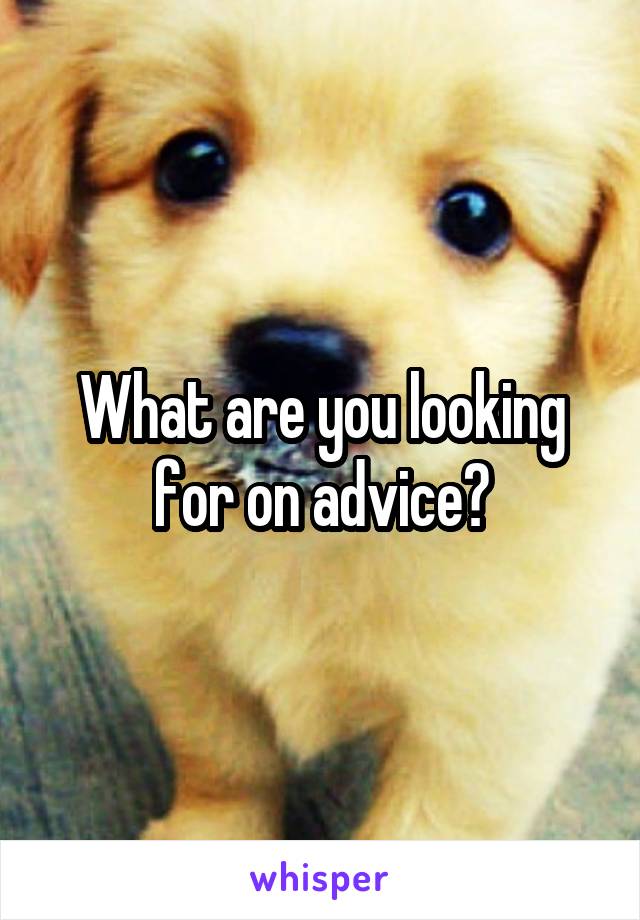 What are you looking for on advice?