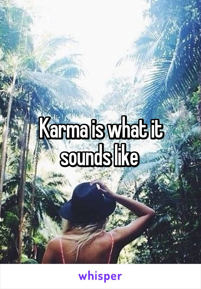 Karma is what it sounds like 