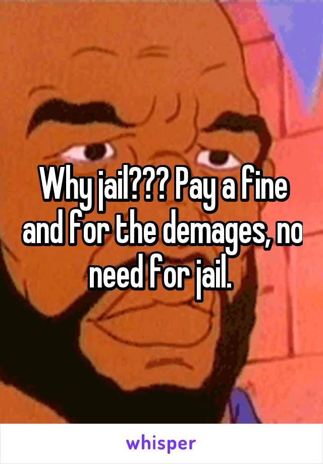 Why jail??? Pay a fine and for the demages, no need for jail. 