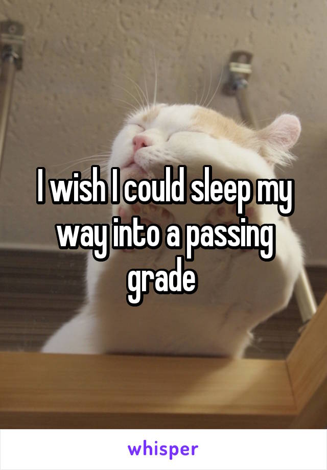 I wish I could sleep my way into a passing grade 