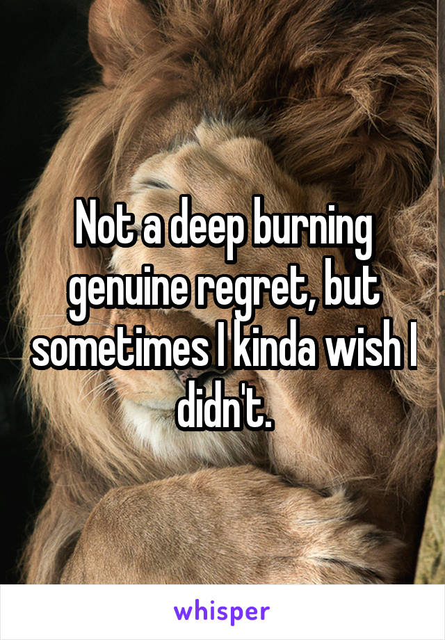 Not a deep burning genuine regret, but sometimes I kinda wish I didn't.