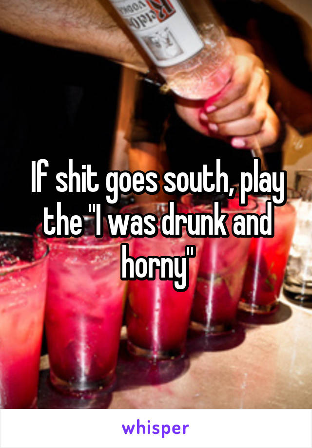 If shit goes south, play the "I was drunk and horny"