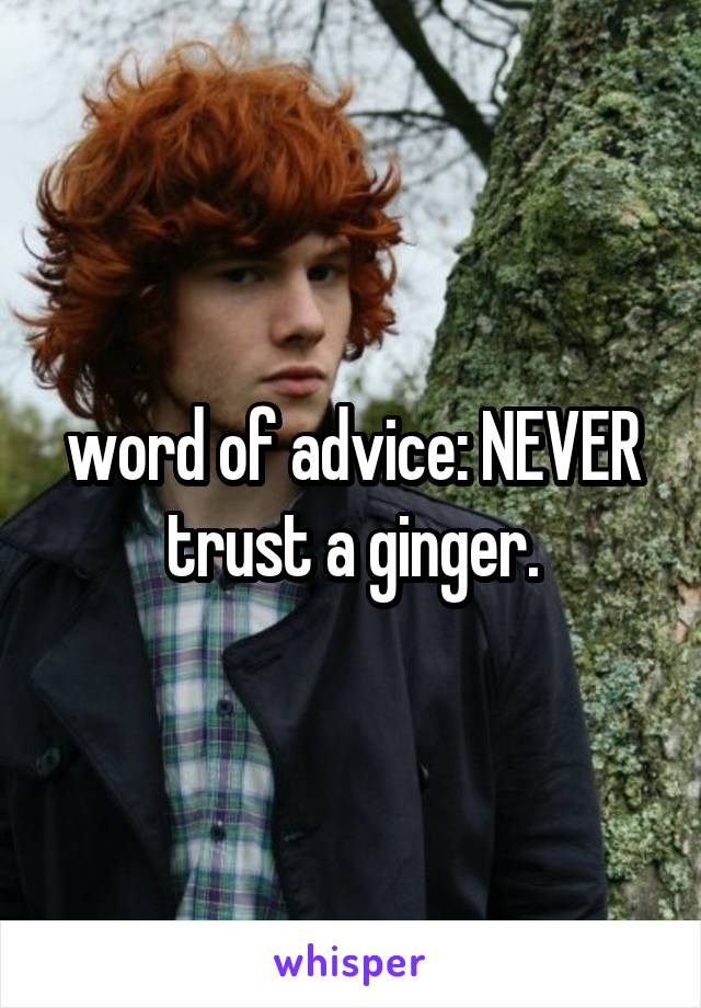 word of advice: NEVER trust a ginger.