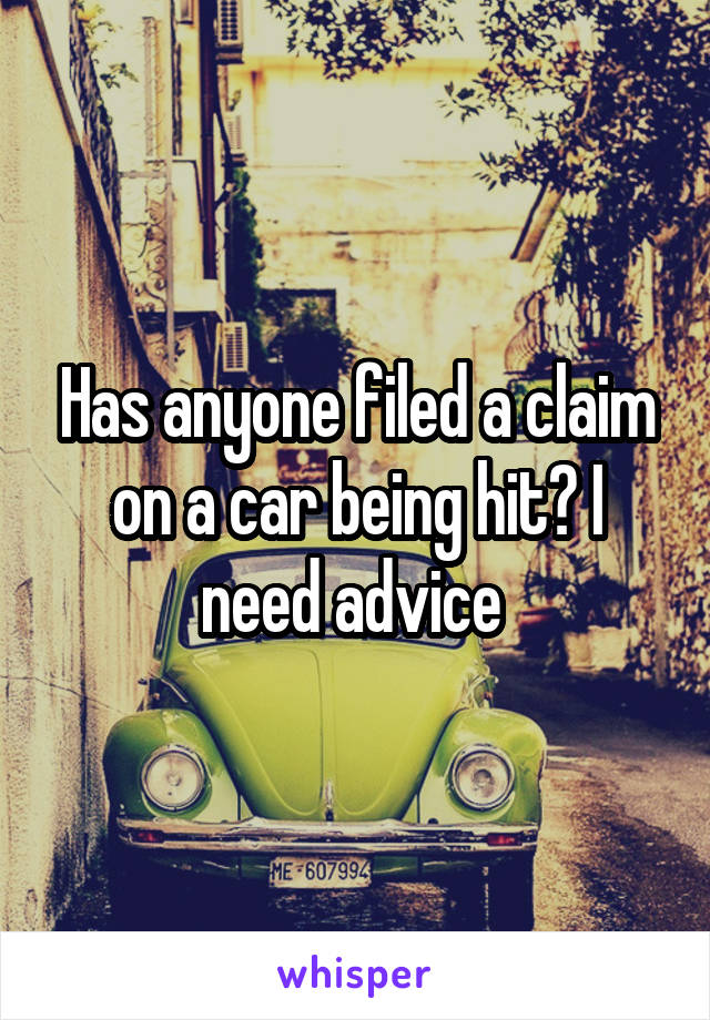 Has anyone filed a claim on a car being hit? I need advice 