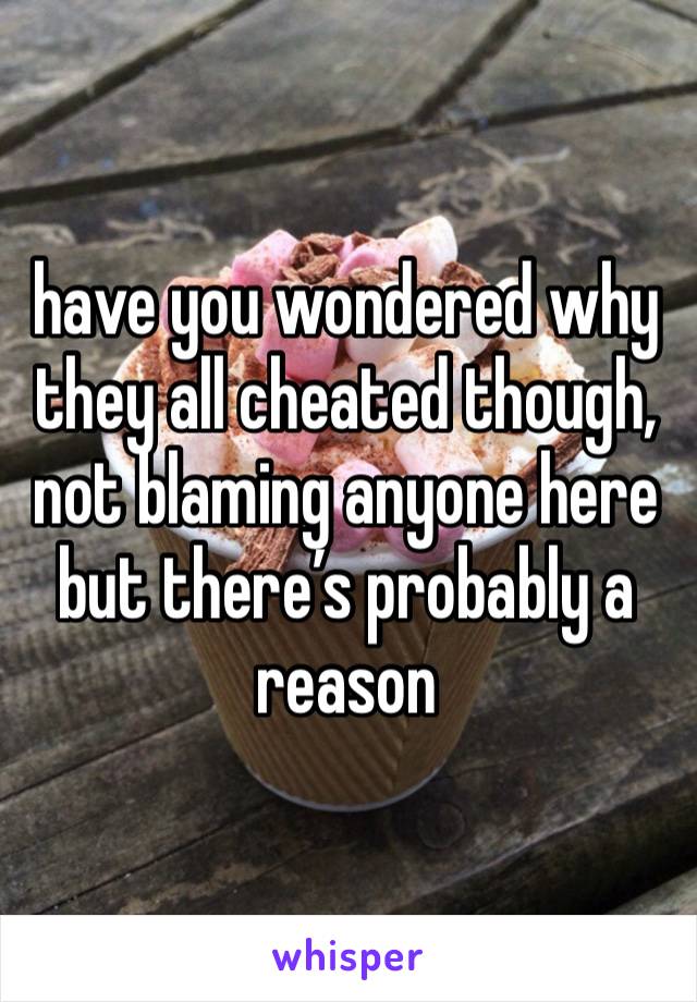 have you wondered why they all cheated though, not blaming anyone here but there’s probably a reason