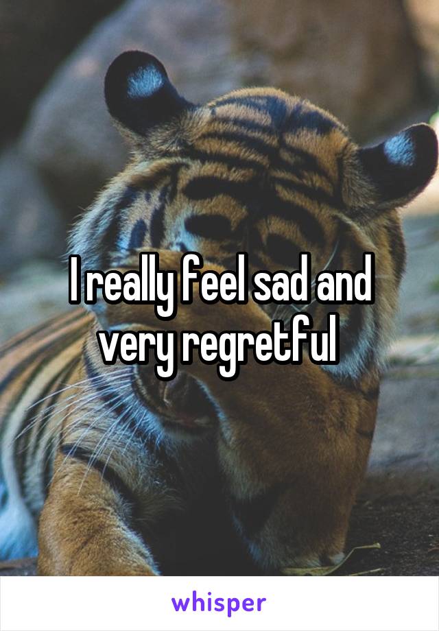 I really feel sad and very regretful 