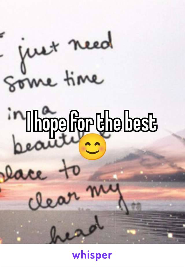 I hope for the best 😊