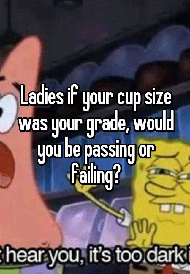 Ladies if your cup size was your grade, would you be passing or failing?