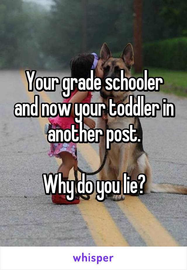 Your grade schooler and now your toddler in another post.

Why do you lie?