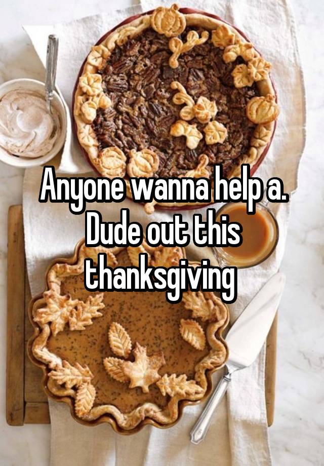 Anyone wanna help a. Dude out this thanksgiving 