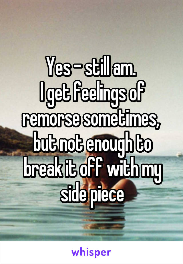 Yes - still am. 
I get feelings of remorse sometimes,  but not enough to break it off with my side piece