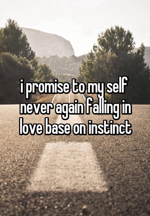 i promise to my self 
never again falling in love base on instinct